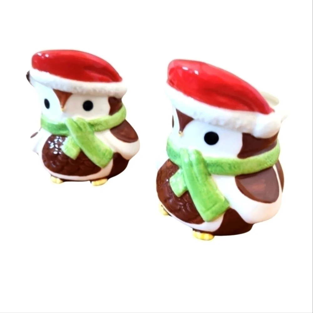 NWT Yankee Candle Set of 2 Winter Woodland Owl Tealight/ Votive Holders